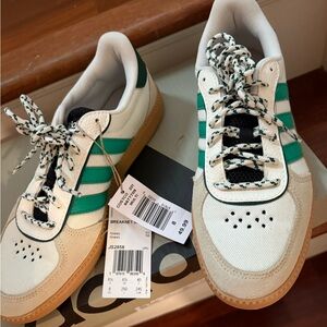 Adidas Men's White and Green Sneakers
